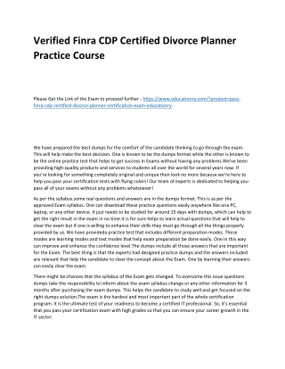 Finra CDP Certified Divorce Planner