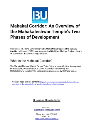Mahakal Corridor An Overview of the Mahakaleshwar Temple’s Two Phases of Development