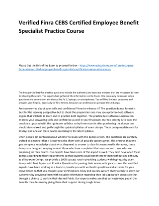 Finra CEBS Certified Employee Benefit Specialist