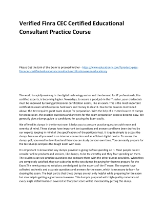 Finra CEC Certified Educational Consultant