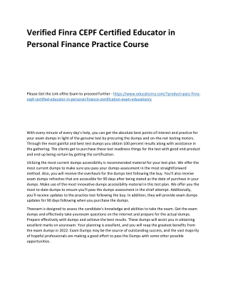 Finra CEPF Certified Educator in Personal Finance