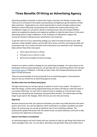 Three Benefits Of Hiring an Advertising Agency