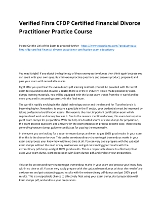Finra CFDP Certified Financial Divorce Practitioner