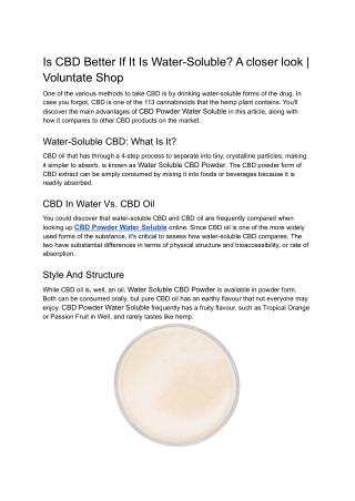 Is CBD Better If It Is Water-Soluble_ A closer look _ Voluntate Shop