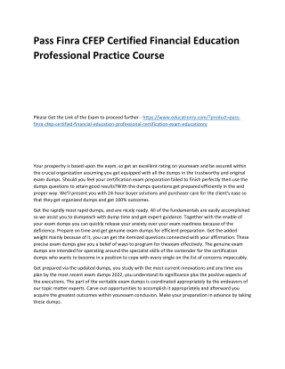 Finra CFEP Certified Financial Education Professional