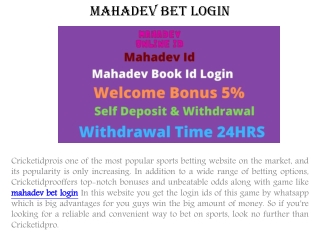 Mahadev Bet Login