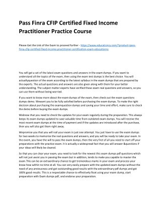 Finra CFIP Certified Fixed Income Practitioner