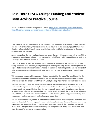 Finra CFSLA College Funding and Student Loan Advisor