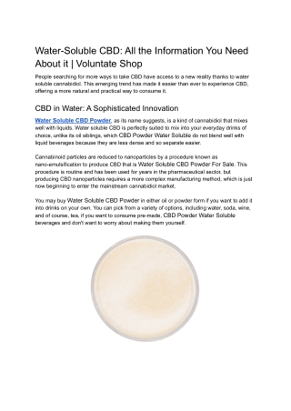 Water-Soluble CBD_ All the Information You Need About it _ Voluntate Shop