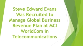Steve Edward Evans Was Recruited to Manage Global Business Revenue Plan at MCI WorldCom in Telecommunications