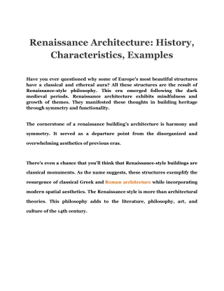 Renaissance Architecture: History, Characteristics, Examples