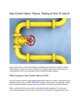 Gas Control Valve_ Failure, Testing & How To Use it