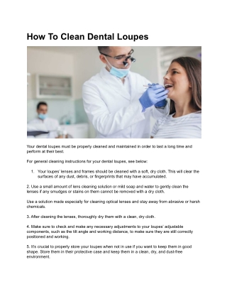 How To Clean Dental Loupes
