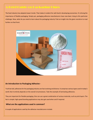 A Brief Guide on Packaging Glues