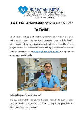 Stress Echo Test Cost in Delhi  Call-9311733366