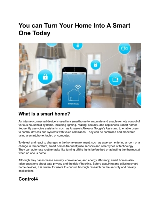 You can Turn Your Home Into A Smart One Today