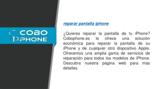 Reparar Pantalla Iphone Cobophone.es