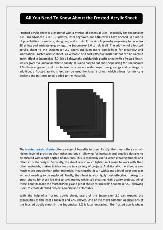 All You Need To Know About the Frosted Acrylic Sheet