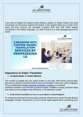 5 Reasons Why Choose Arabic Translation Services