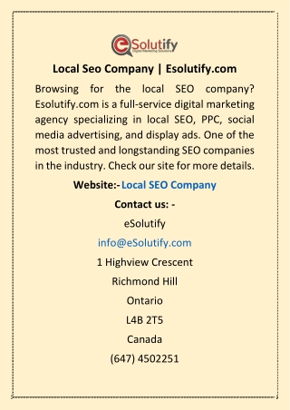 Local Seo Company | Esolutify.com