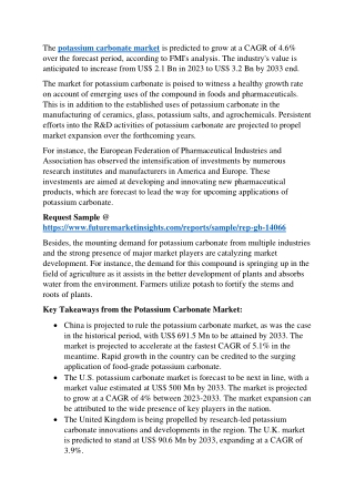 Potassium Carbonate Market- Major Revenue Gain is Predicted by 2033