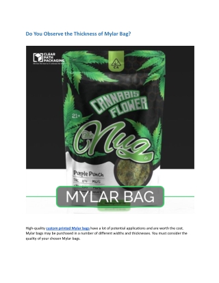 Do You Observe the Thickness of Mylar Bag?