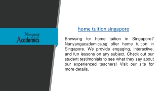 Home Tuition Singapore  Nanyangacademics.sg