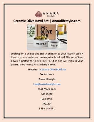 Ceramic Olive Bowl Set  Anaralifestyle