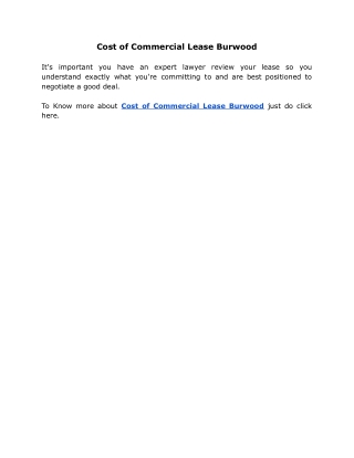 Cost of Commercial Lease Burwood