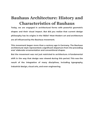 Bauhaus Architecture: History and Characteristics of Bauhaus