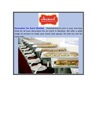 Decoration For Event Mumbai  Aaswadcaterers.com
