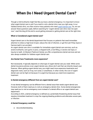 When Do I Need Urgent Dental Care_
