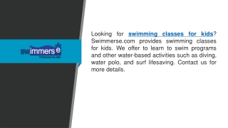 Swimming Classes for Kids  Swimmerse.com