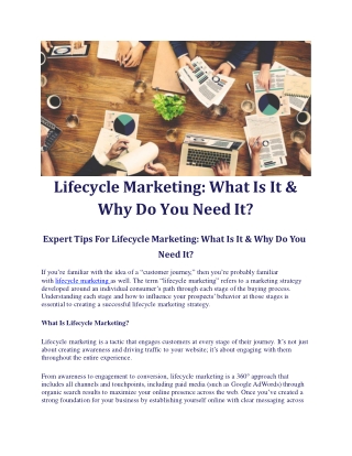 Lifecycle Marketing: What Is It & Why Do You Need It?