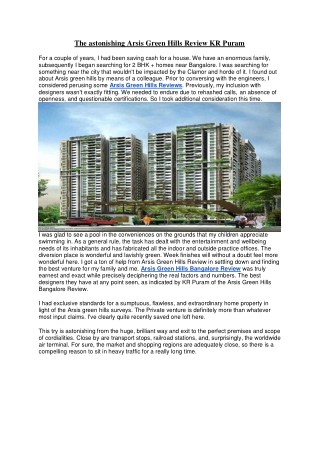 The astonishing Arsis Green Hills Review KR Puram