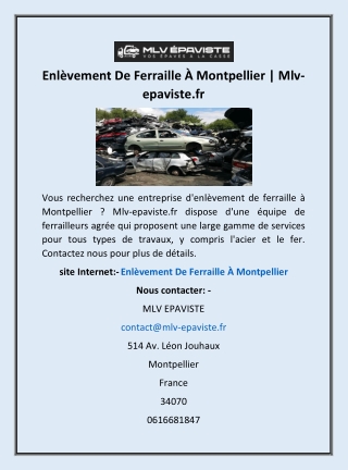 Enlèvement De Ferraille À Montpellier | Mlv-epaviste.fr