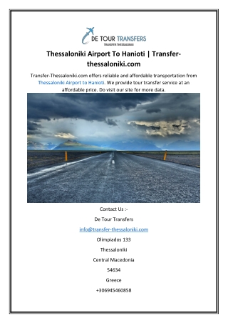 Thessaloniki Airport To Hanioti  Transfer-thessaloniki.com