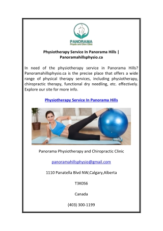 Physiotherapy Service In Panorama Hills  Panoramahillsphysio.ca