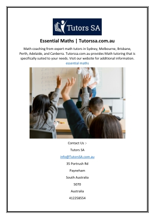 Essential Maths  Tutorssa.com.au