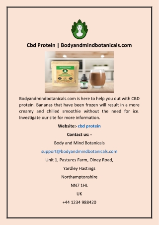 Cbd Protein | Bodyandmindbotanicals.com