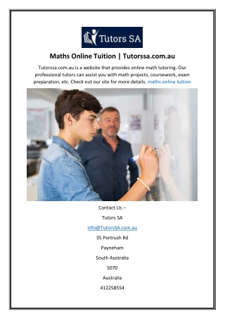 Maths Online Tuition  Tutorssa.com.au