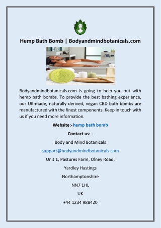Hemp Bath Bomb | Bodyandmindbotanicals.com