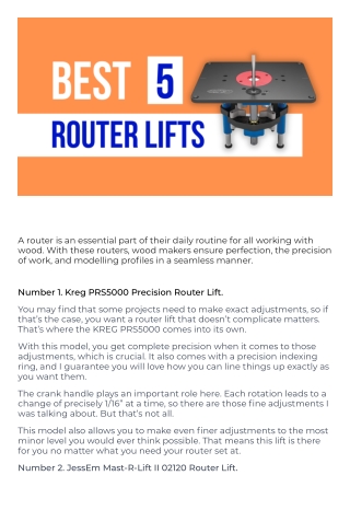 Best Router Lifts (Top 5 Picks)