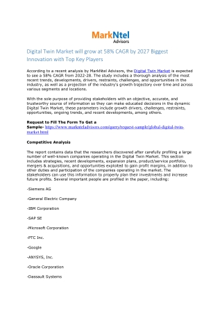 Digital Twin Market Size, Share, Trends and Analysis Report by 2022-27