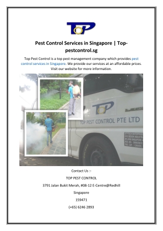 Pest Control Services in Singapore  Top-pestcontrol.sg