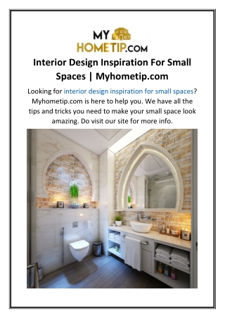 Interior Design Inspiration For Small Spaces  Myhometip.com