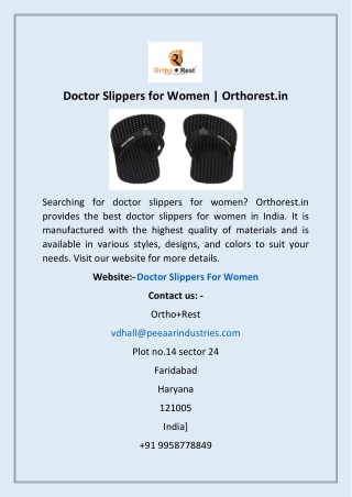 Doctor Slippers for Women | Orthorest.in