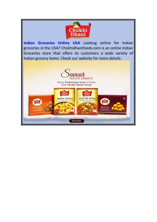 Indian Groceries Online USA  Chokhidhanifoods.com
