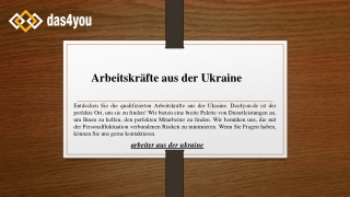 Arbeitskräfte aus der Ukraine  Das4you.de