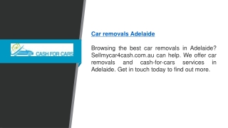 Car Removals Adelaide  Sellmycar4cash.com.au